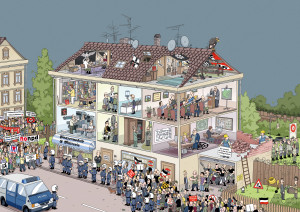 Wimmelbild "Neofaschismus in Deutschland" VVN-BdA