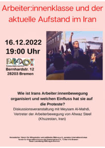 Plakat Irans Arbeiterinnenbewegung 2022