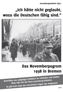 Anzeige zur Neuauflage der Broschüre "Das Novemberpogrom 1938 in Bremen" 