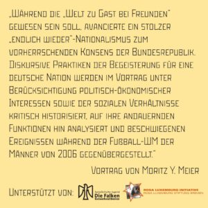 Sharepic 2 zur Veranstaltung vom 19.06.2024 um 19 Uhr im Ostkurvensaal des Weserstadions: „Zeit, dass sich was dreht“ - Analyse und Kritik des "Sommermärchens 2006"