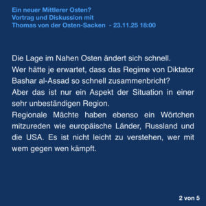 SharePic zur Veranstaltung Ein neuer Mittlerer Osten? Mit Thomas von der Osten Sacken am 23. November 2025, um 18 Uhr in Bremen
