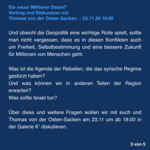 SharePic zur Veranstaltung Ein neuer Mittlerer Osten? Mit Thomas von der Osten Sacken am 23. November 2025, um 18 Uhr in Bremen